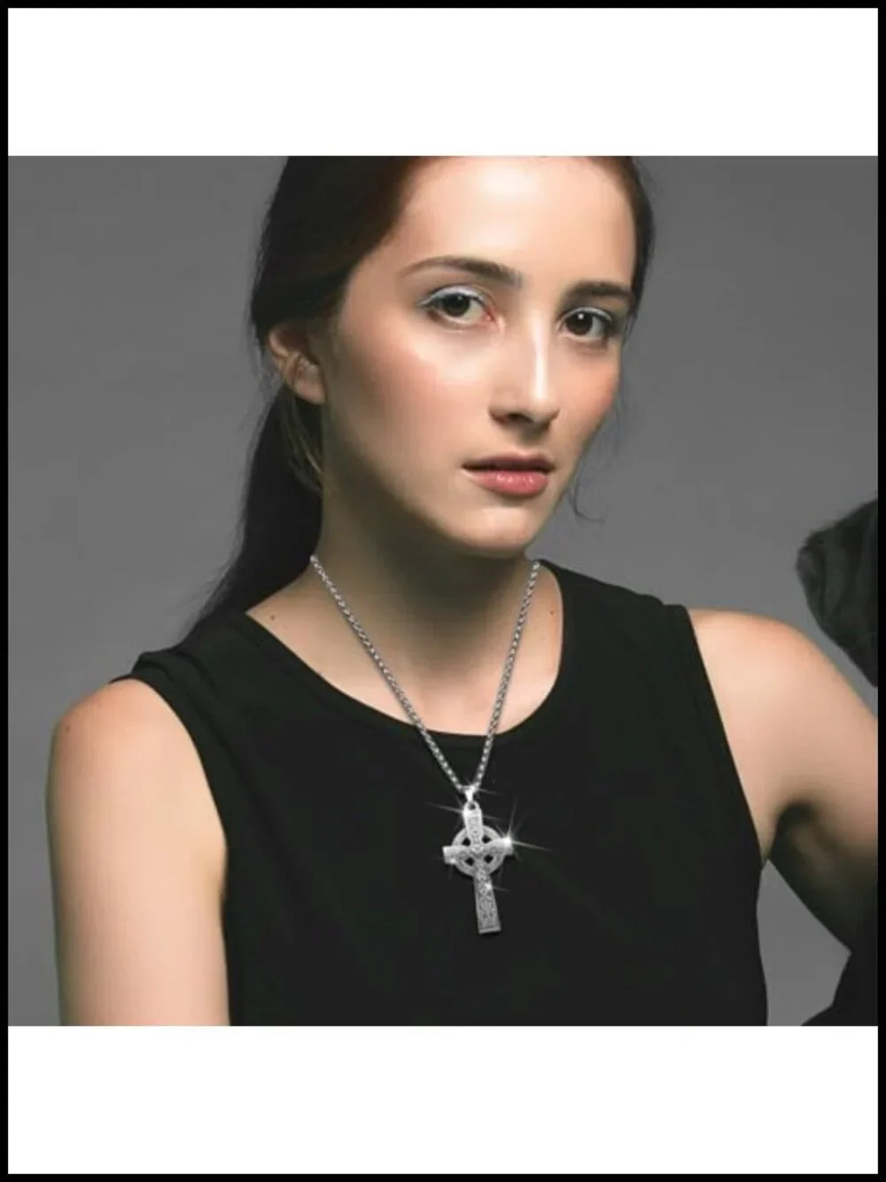 Celtic Cross Necklace Viking Crucifix Pendant Stainless Steel Chain Religious